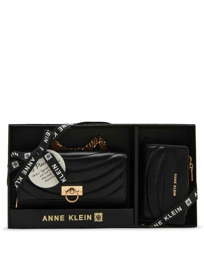 Anne Klein 2 Piece Gift Set with Flap Crossbody and Bifold Wallet
