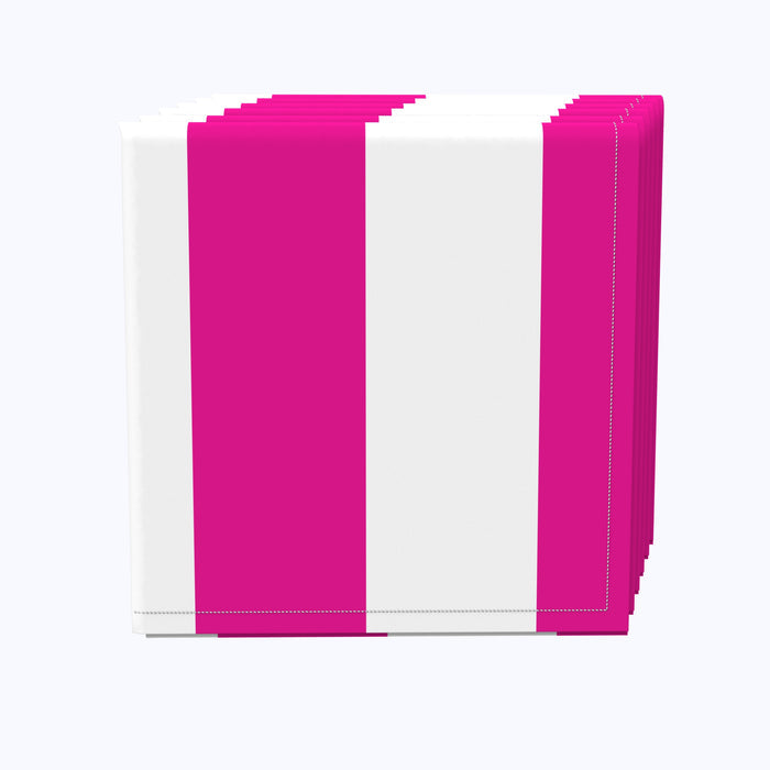 3" Cabana Stripe, Fuchsia & White Napkins