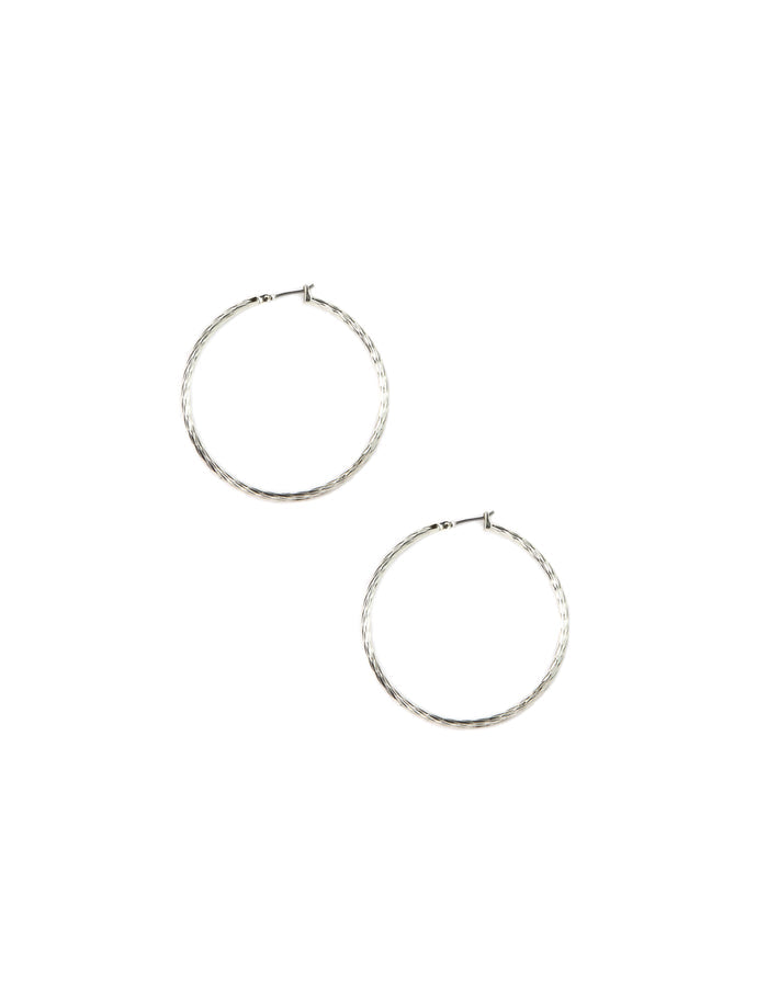Anne Klein Silver Tone 50MM Large Texture Hoop Earrings