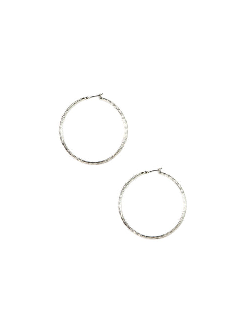 Anne Klein Silver Tone 50MM Large Texture Hoop Earrings
