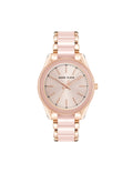 Anne Klein Blush/Rose Gold-Tone Acetate Link Bracelet Boyfriend Watch