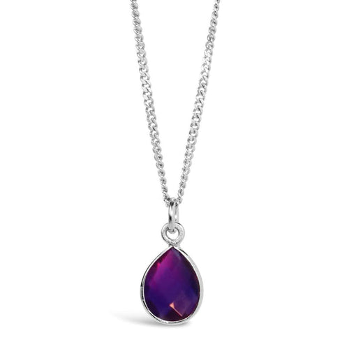 Amethyst Charm Necklace in Silver | February Birthstone