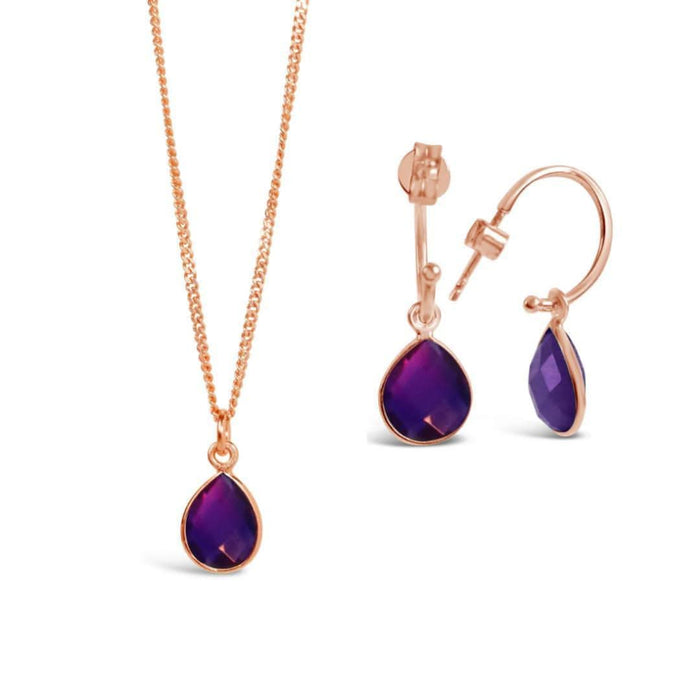 Amethyst Hoop Earrings | Rose Gold | February Birthstone