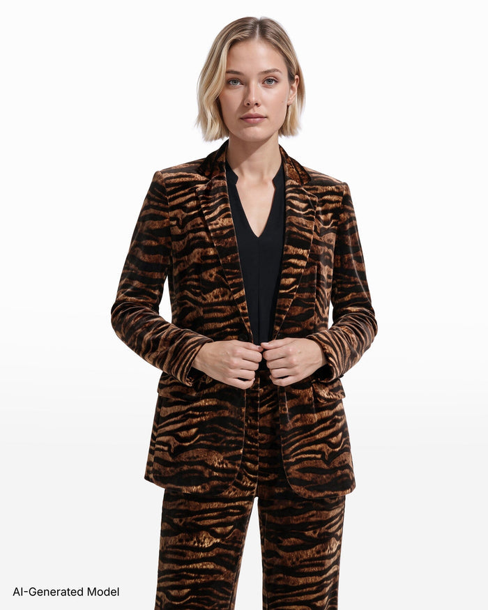 Anne Klein Animal Print Jacket with Hip Pockets