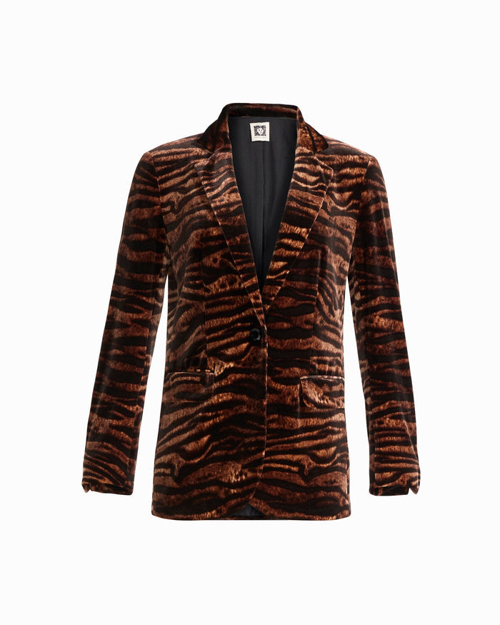 Anne Klein ANNE BLACK MULTI Animal Print Jacket with Hip Pockets