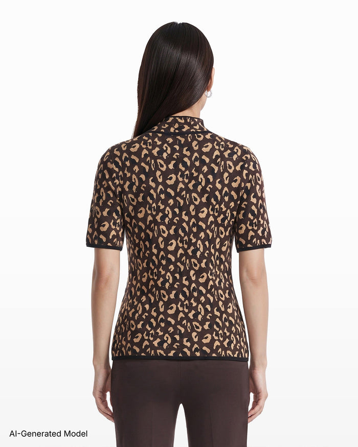 Anne Klein Animal Print Turtleneck Knit Top