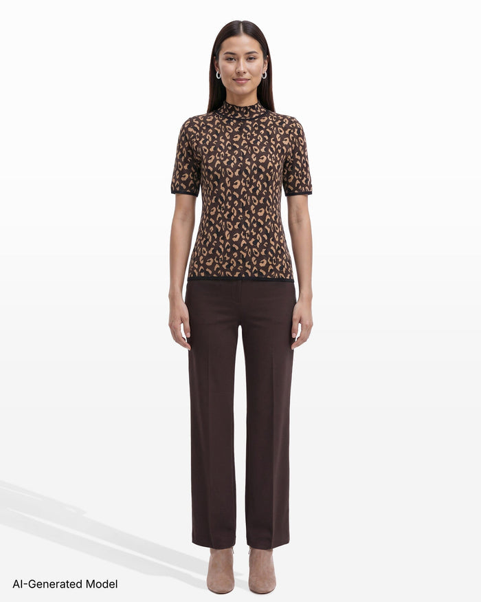 Anne Klein Animal Print Turtleneck Knit Top