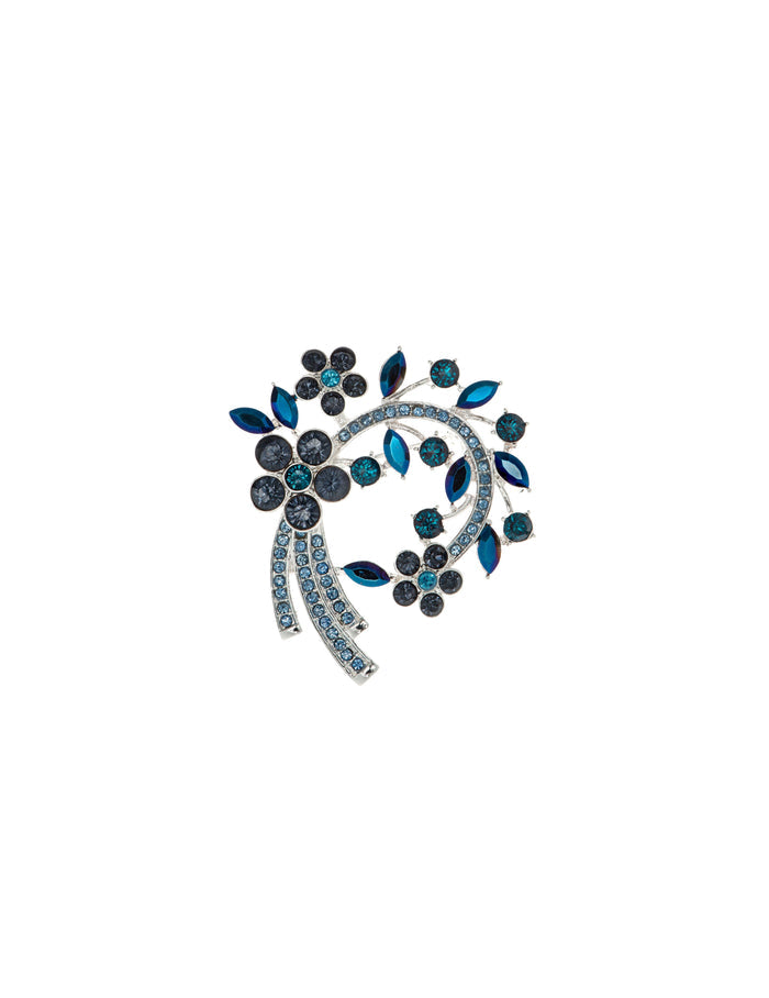 Anne Klein Silver-Tone&Blue Arched Cluster Brooch