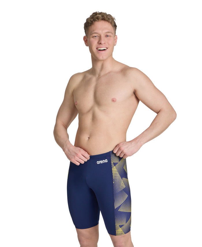 Arena Halftone Swim Jammer navy gold front