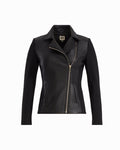 Anne Klein ANNE BLACK Asymmetric Moto Jacket with Combo Detail