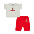 Babies Ivory & Red Cycling Shorts Set