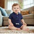 Babies Navy Terry Polo Shirt & Shorts