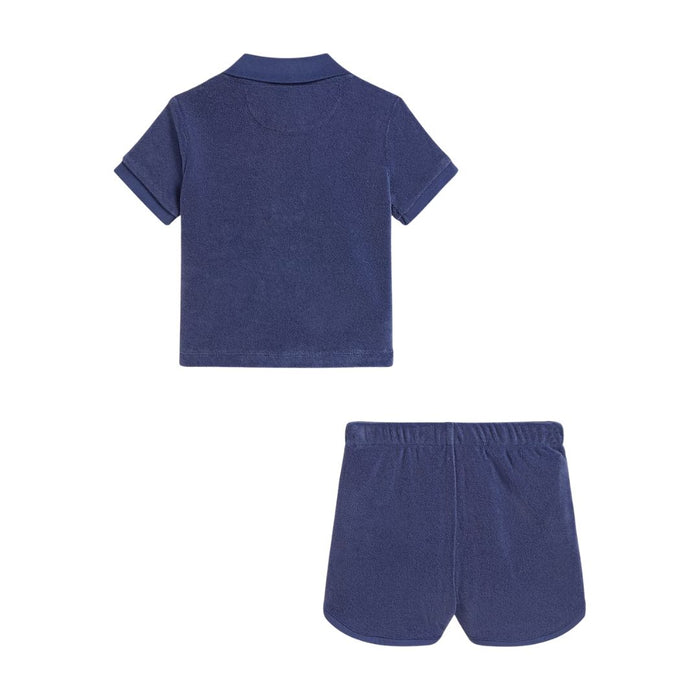 Babies Navy Terry Polo Shirt & Shorts