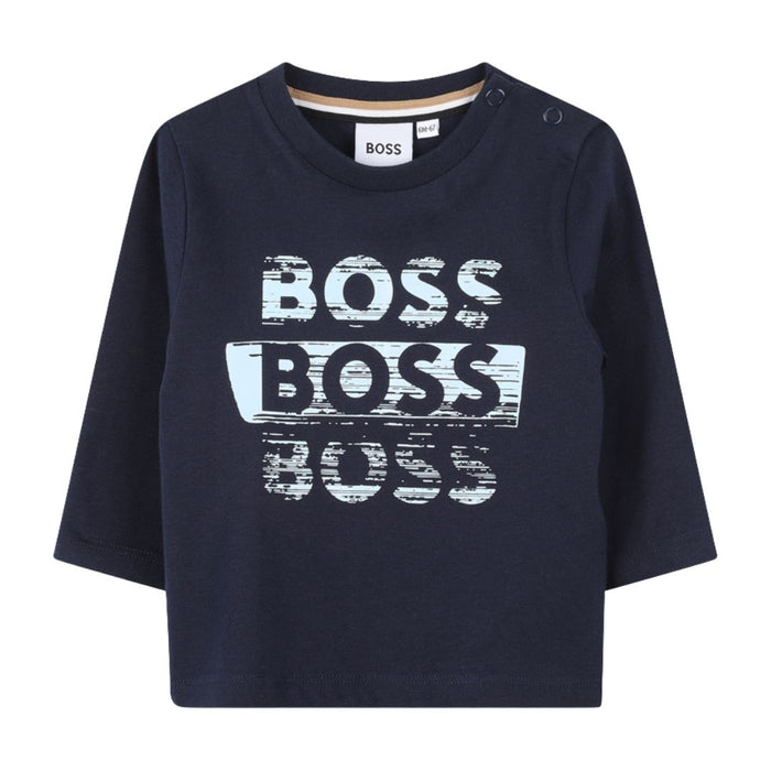 Babies Navy Triple Logo Top