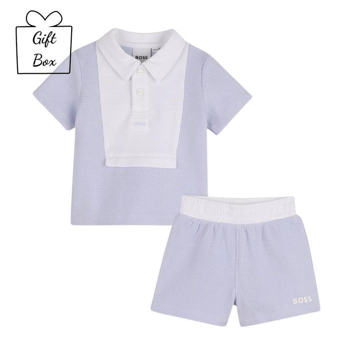 Babies Pale Blue Piqu­­é Shorts Set