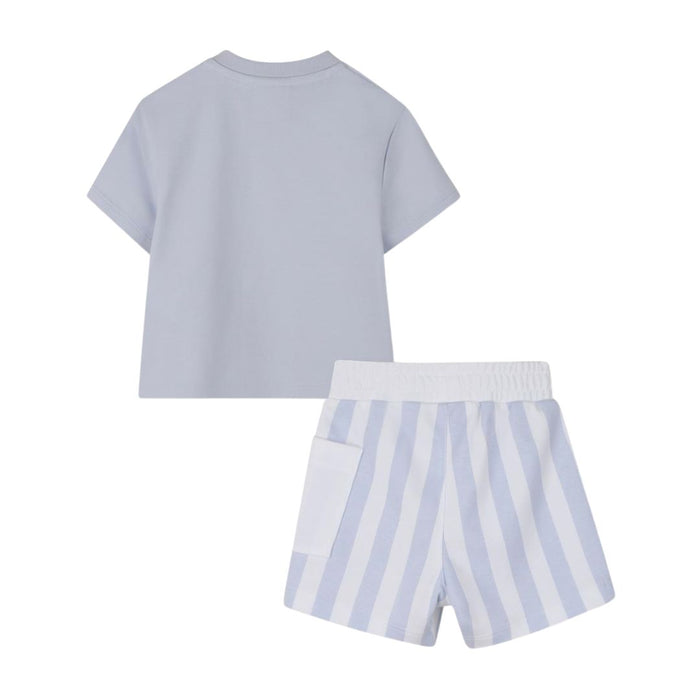 Babies Pale Blue Striped Shorts Set