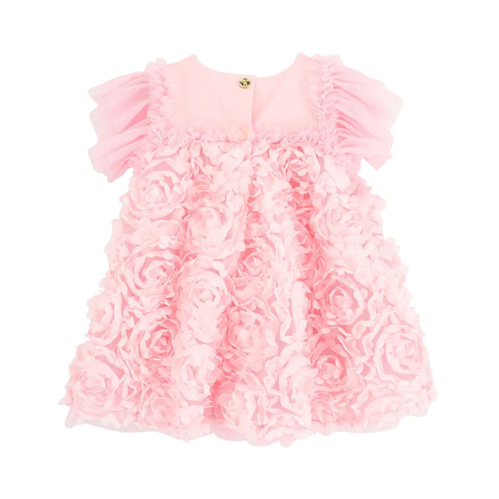 Babies Pink 3D Roses Dress