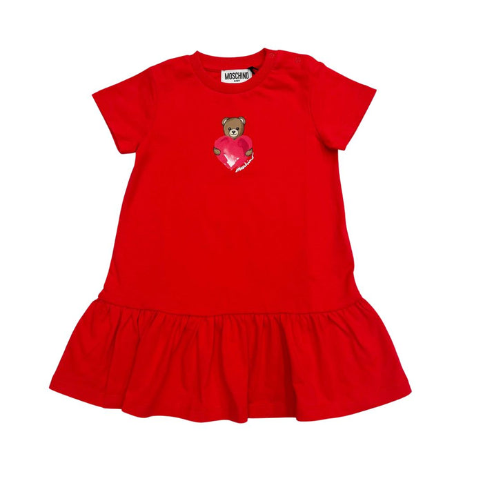 Babies Red Teddy & Heart Dress