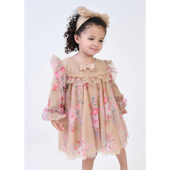 Babies Sand Floral Tulle "Nadiya" Dress