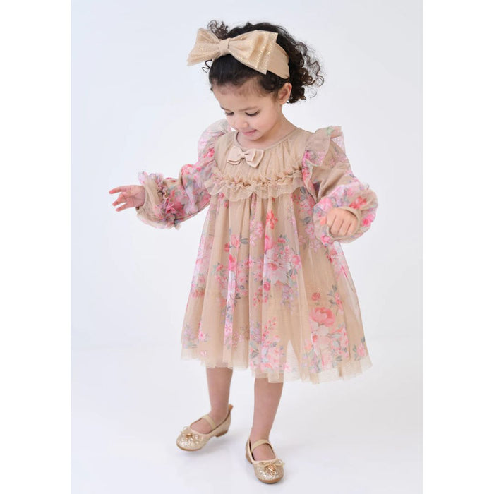 Babies Sand Floral Tulle "Nadiya" Dress