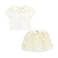 Babies White 3D Flower Skirt Set