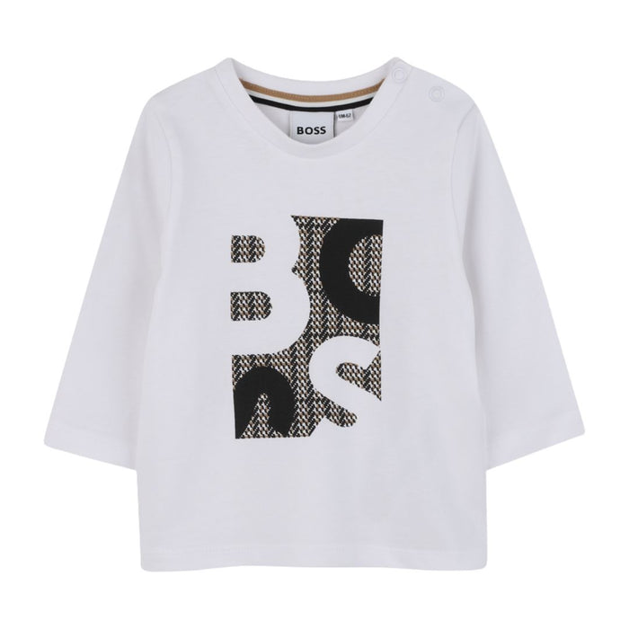 Babies White Patterned LS T-Shirt