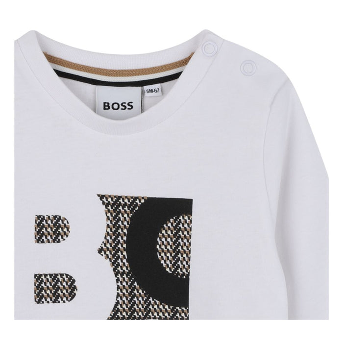 Babies White Patterned LS T-Shirt
