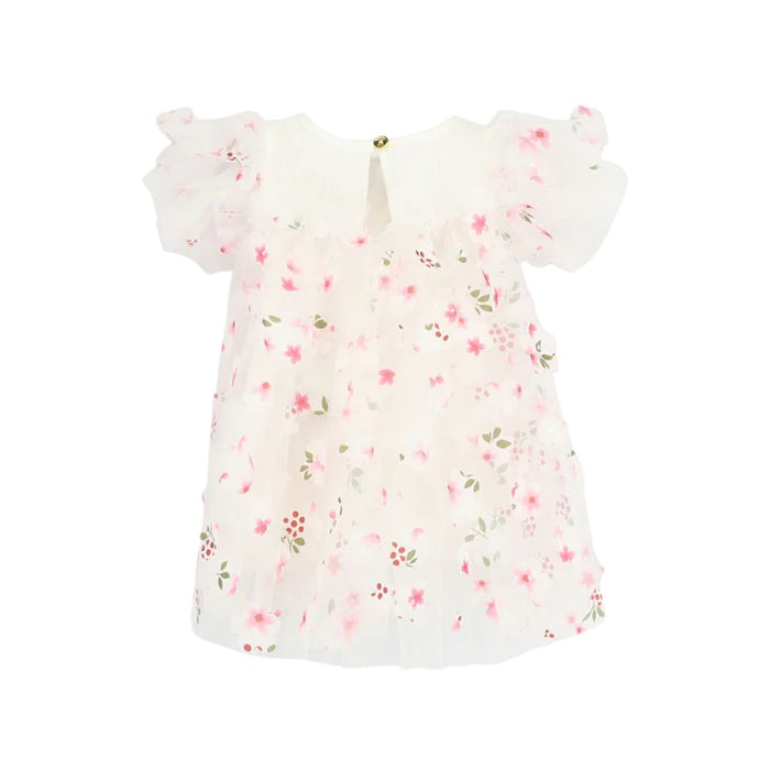 Babies White & Pink 3D Flower Dress