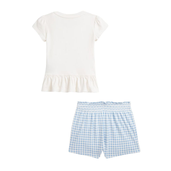 Baby Girls Blue Gingham Shorts & T-Shirt