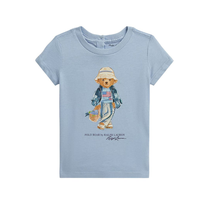 Baby Girls Pale Blue Polo Bear T-Shirt
