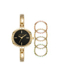 Anne Klein Gold-Tone/Black Bangle Watch with Interchangeable Bezels