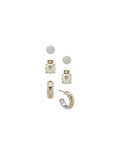 Anne Klein Two Tone Bead and Pearl Trio Pierced Earrings