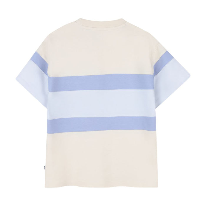 Beige & Blue Wide Stripe T-Shirt