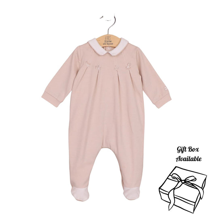 Beige Embroidered Toys Babygrow