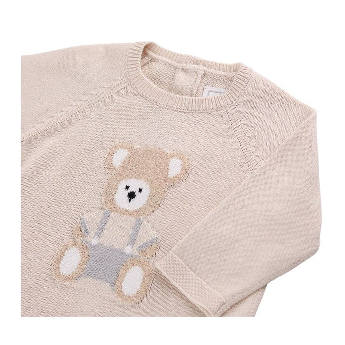 Beige Knitted Teddy 2 Piece & Hat