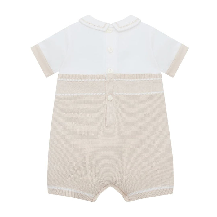 Beige Mock Braces Knitted Romper