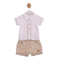 Beige Shorts & White Shirt Set