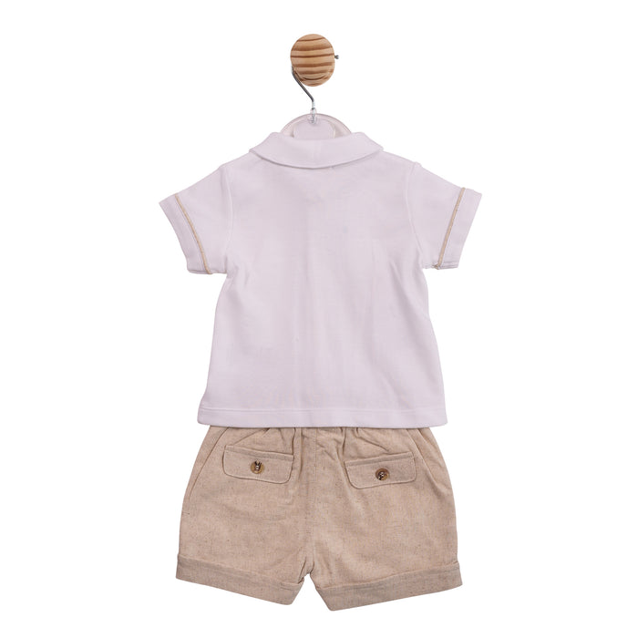 Beige Shorts & White Shirt Set