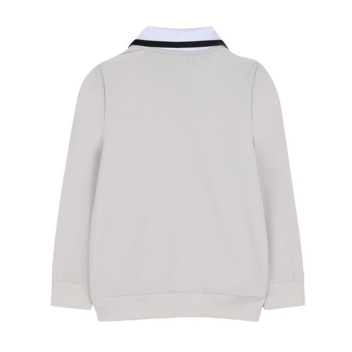 Beige Side Stripe Zip Up Sweat Top