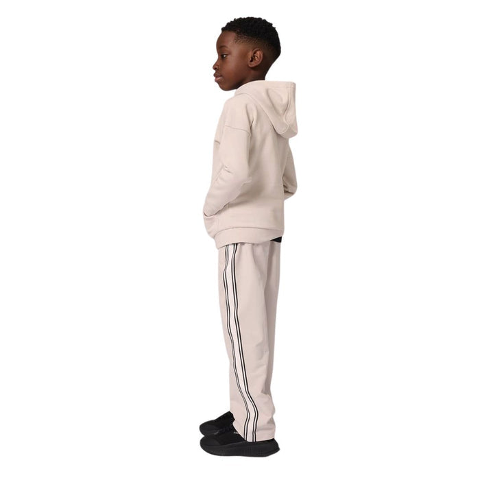 Beige Side Stripes Sweat Pants