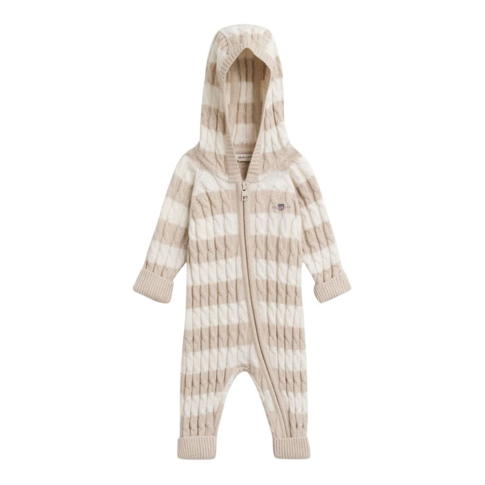 Beige Striped Cable Knit All In One