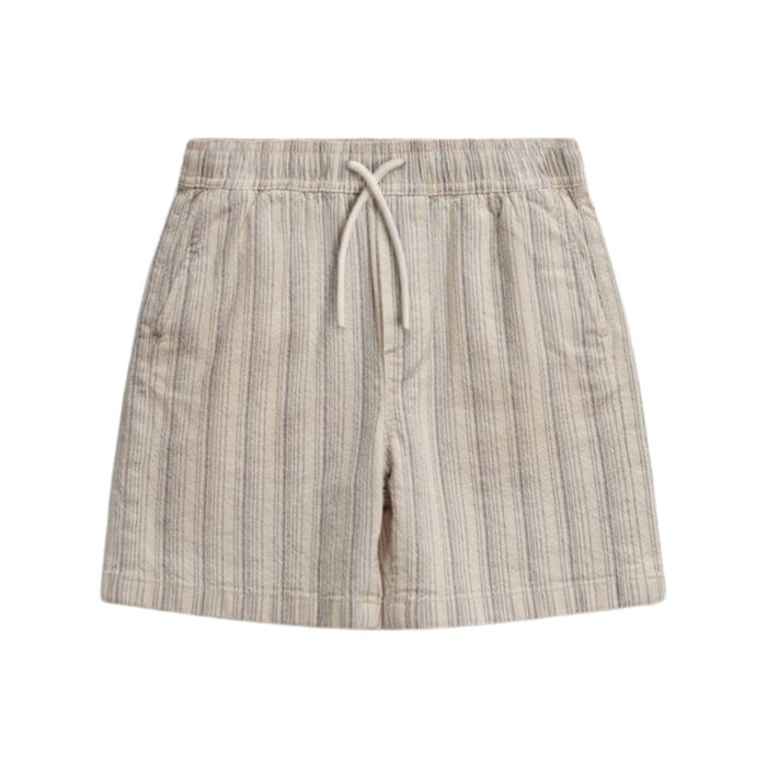 Beige Striped Linen Shorts Set