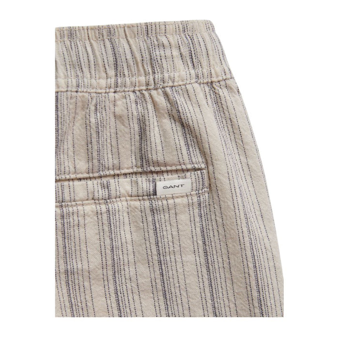 Beige Striped Linen Shorts Set