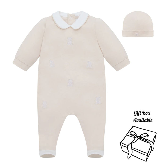 Beige Teddy Babygrow & Hat