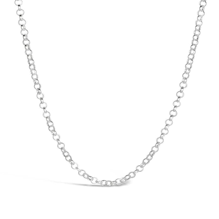 silver belcher chain on a white background