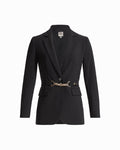 Anne Klein ANNE BLACK Belted Notch Lapel Single-Button Jacket