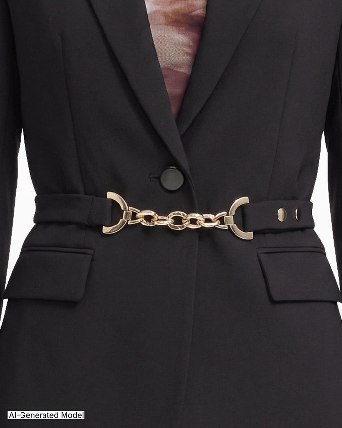 Anne Klein Belted Notch Lapel Single-Button Jacket