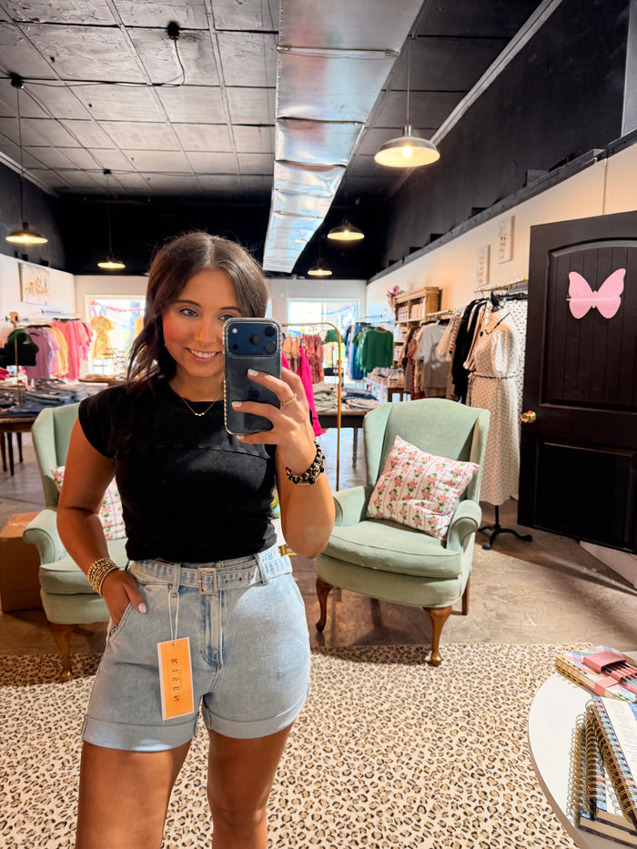 Belted Roll Up Shorts