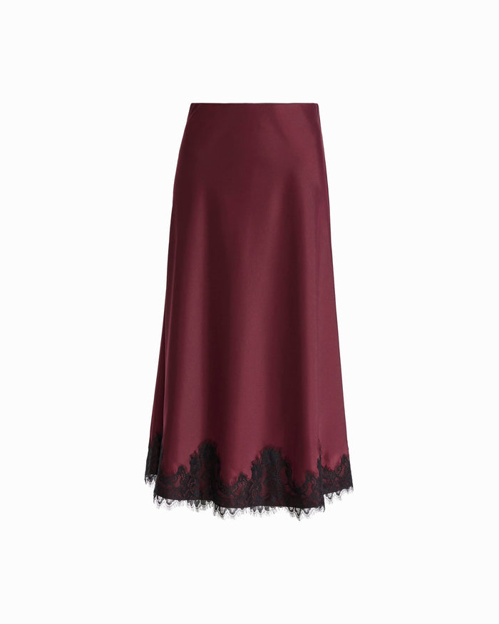 Anne Klein BAROLO Bias Flared Skirt with Lace Trim