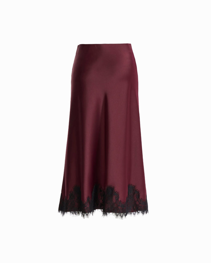 Anne Klein Bias Flared Skirt with Lace Trim